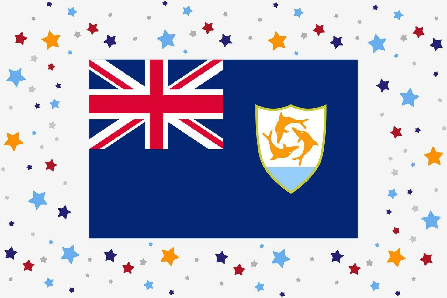 Anguilla Flag Independence Day Celebration With Stars vector