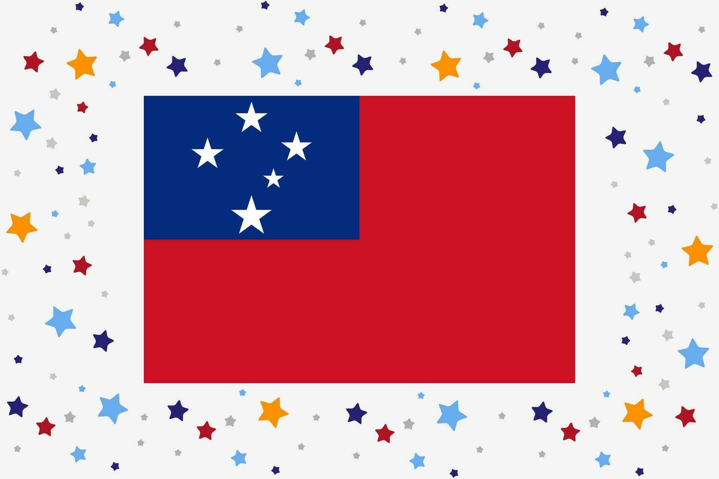 Samoa Flag Independence Day Celebration With Stars vector