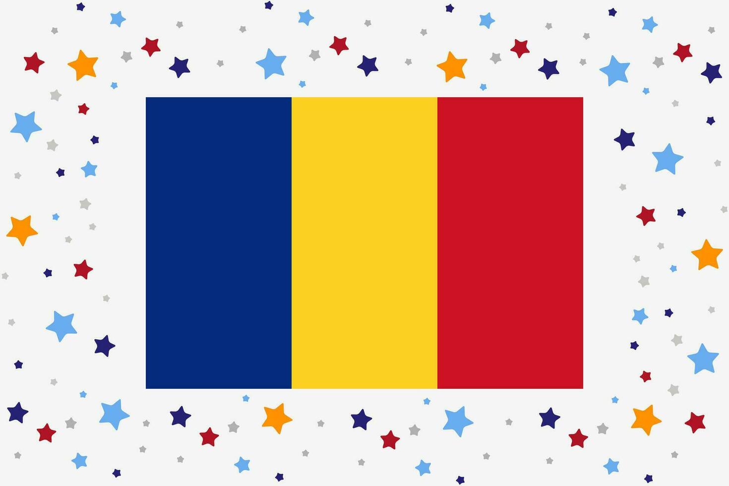 Rumania bandera independencia día celebracion con estrellas vector