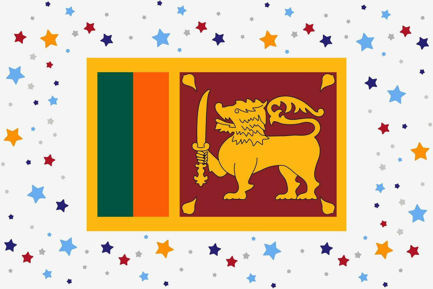 Sri Lanka Flag Independence Day Celebration With Stars vector