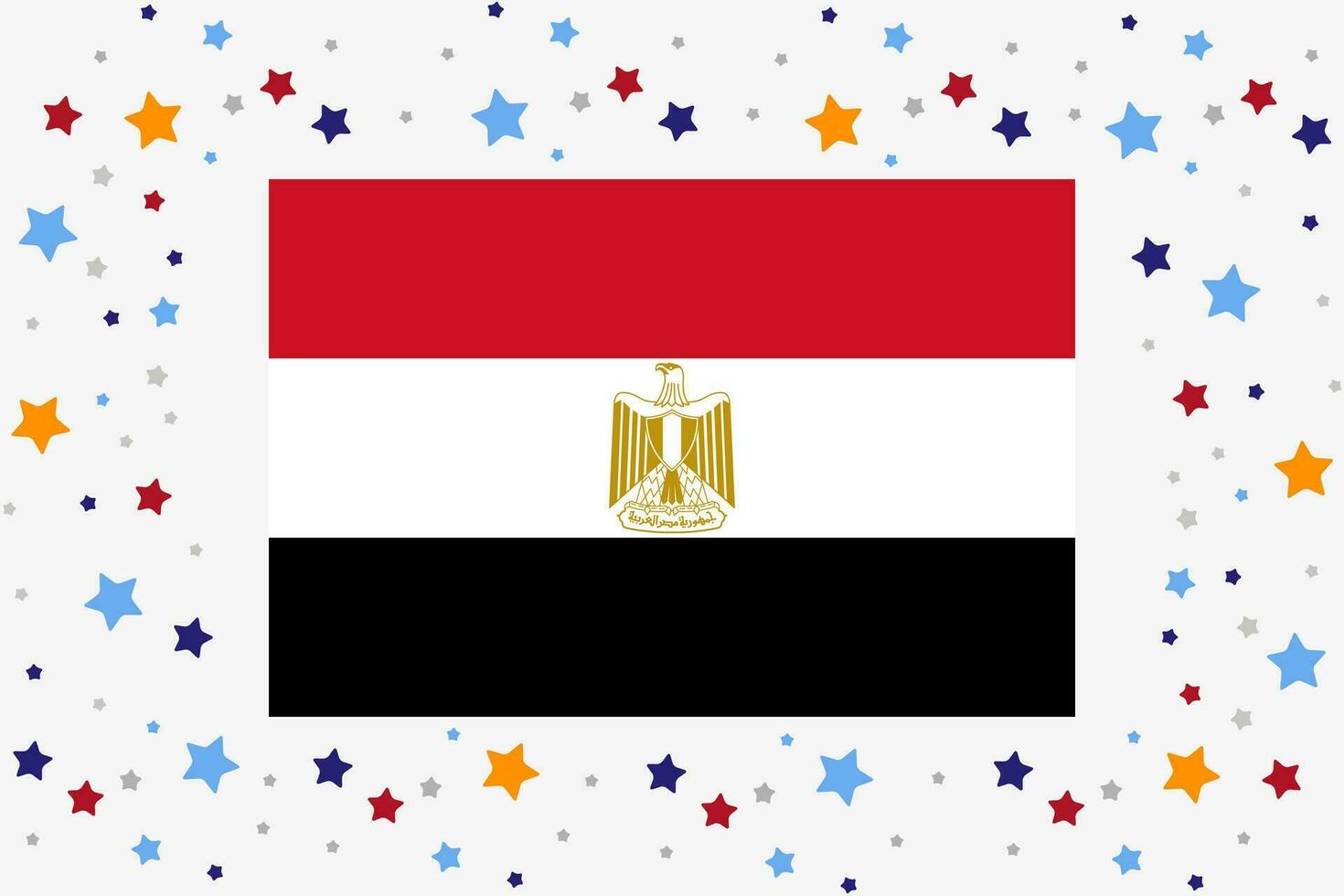 Egipto bandera independencia día celebracion con estrellas vector