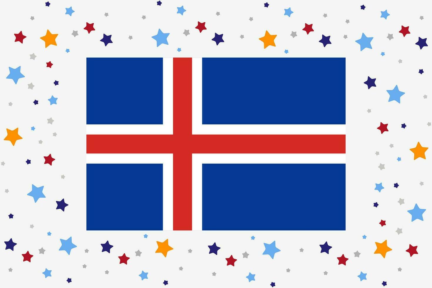 Islandia bandera independencia día celebracion con estrellas vector