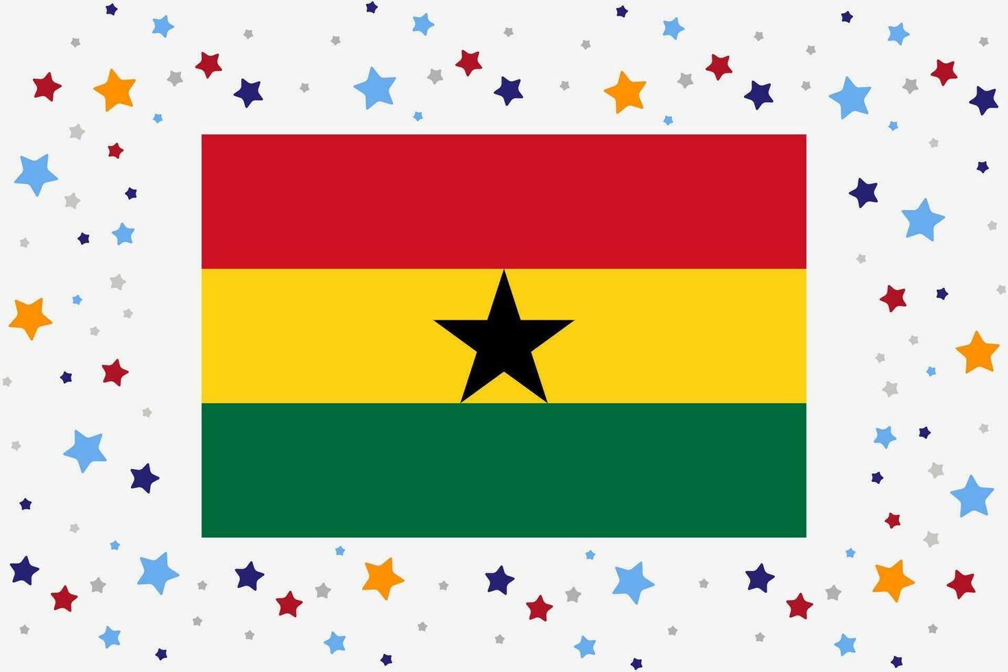 Ghana bandera independencia día celebracion con estrellas vector