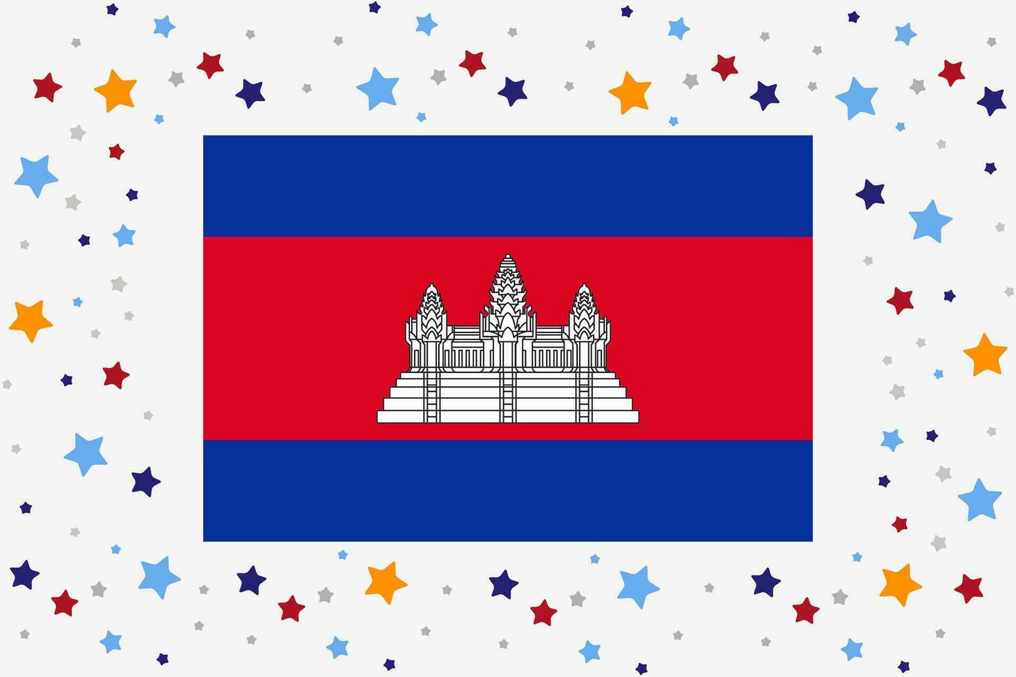 Cambodia Flag Independence Day Celebration With Stars vector