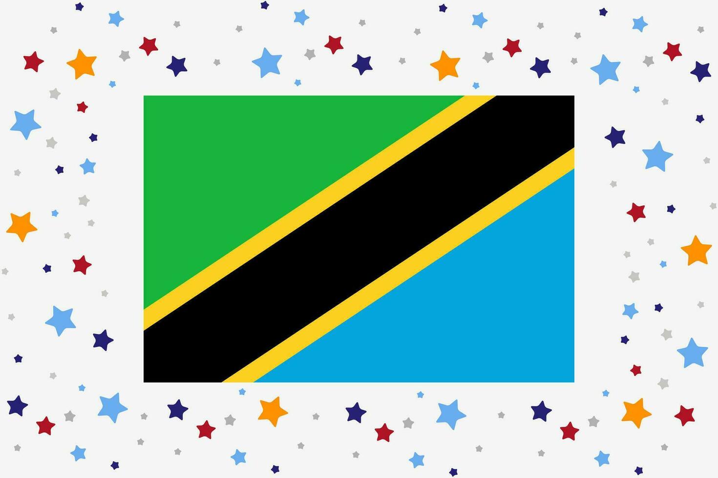 Tanzania Flag Independence Day Celebration With Stars vector
