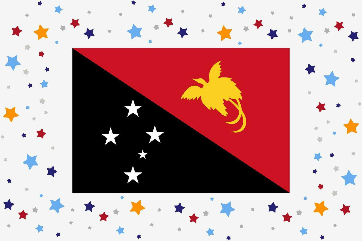 Papuasia nuevo Guinea bandera independencia día celebracion con estrellas vector