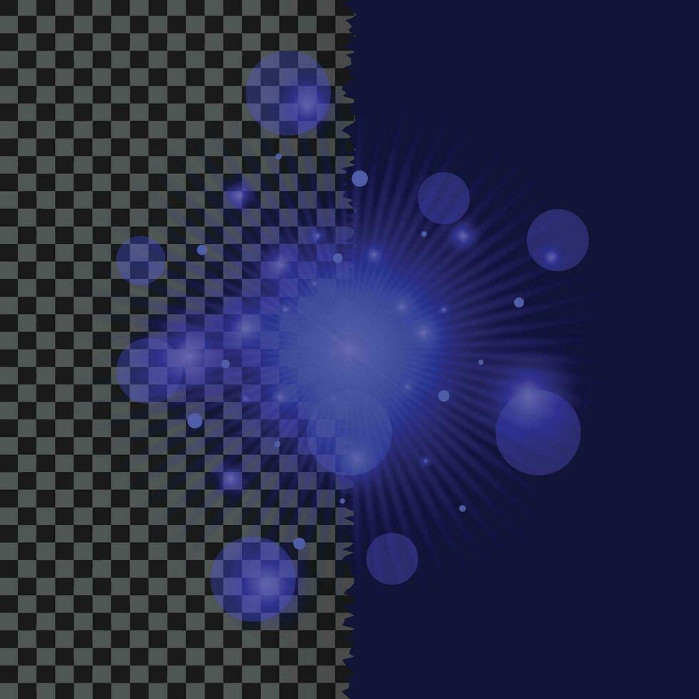 Blue glowing light burst explosion, flash of light, a magical glow, sun rays vector image