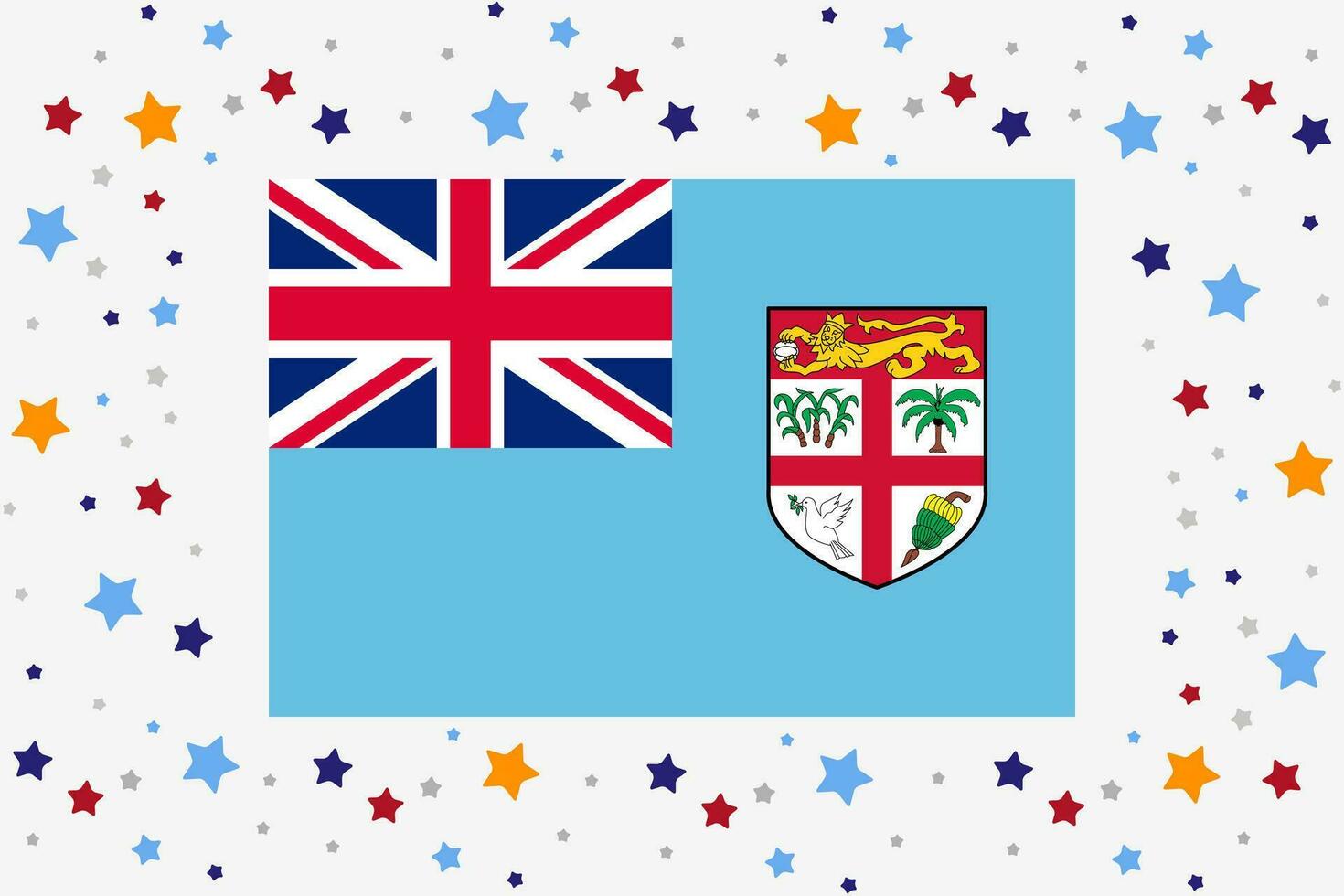 Fiji bandera independencia día celebracion con estrellas vector