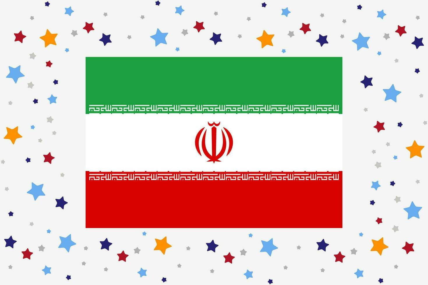 Iran Flag Independence Day Celebration With Stars vector