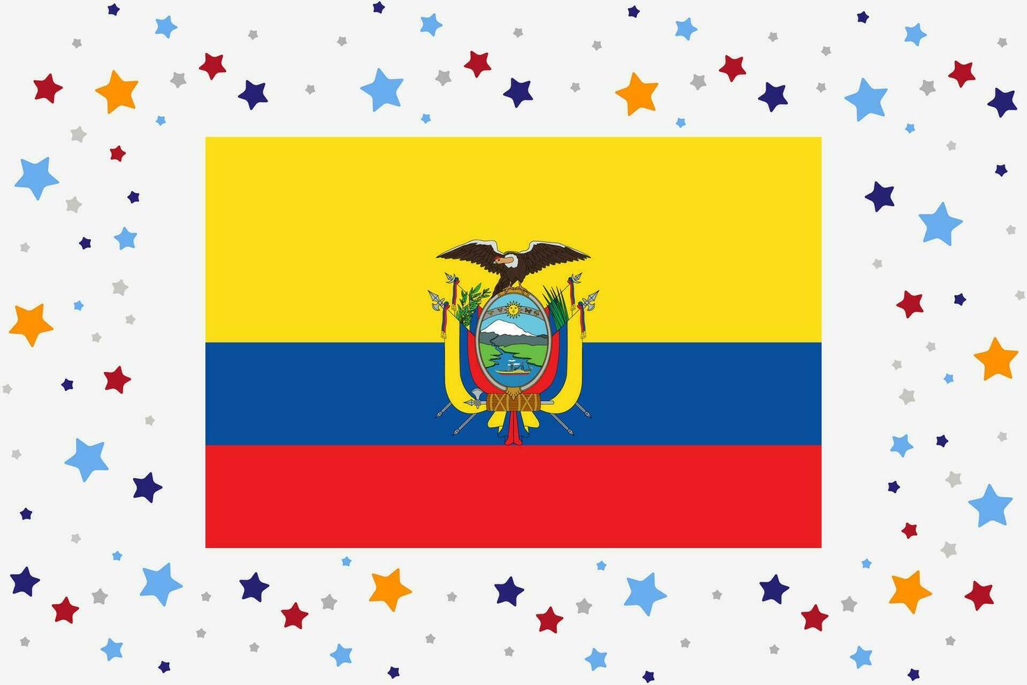 Ecuador Flag Independence Day Celebration With Stars vector