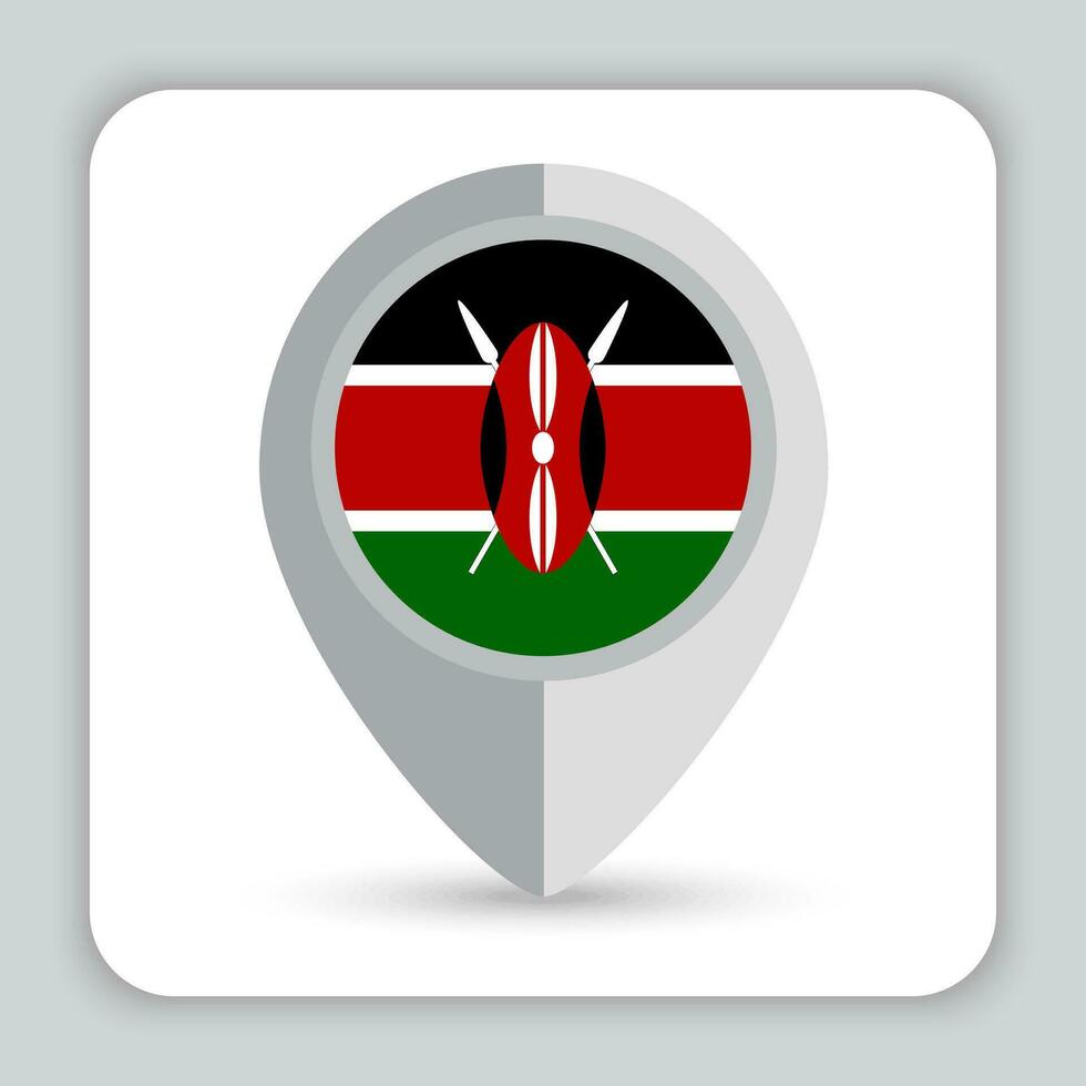 Kenia bandera alfiler mapa icono vector