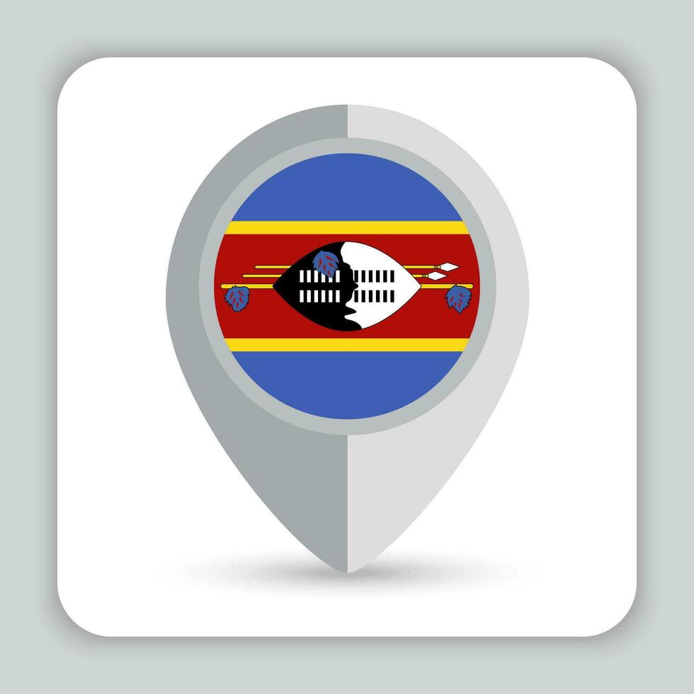 Eswatini Flag Pin Map Icon vector