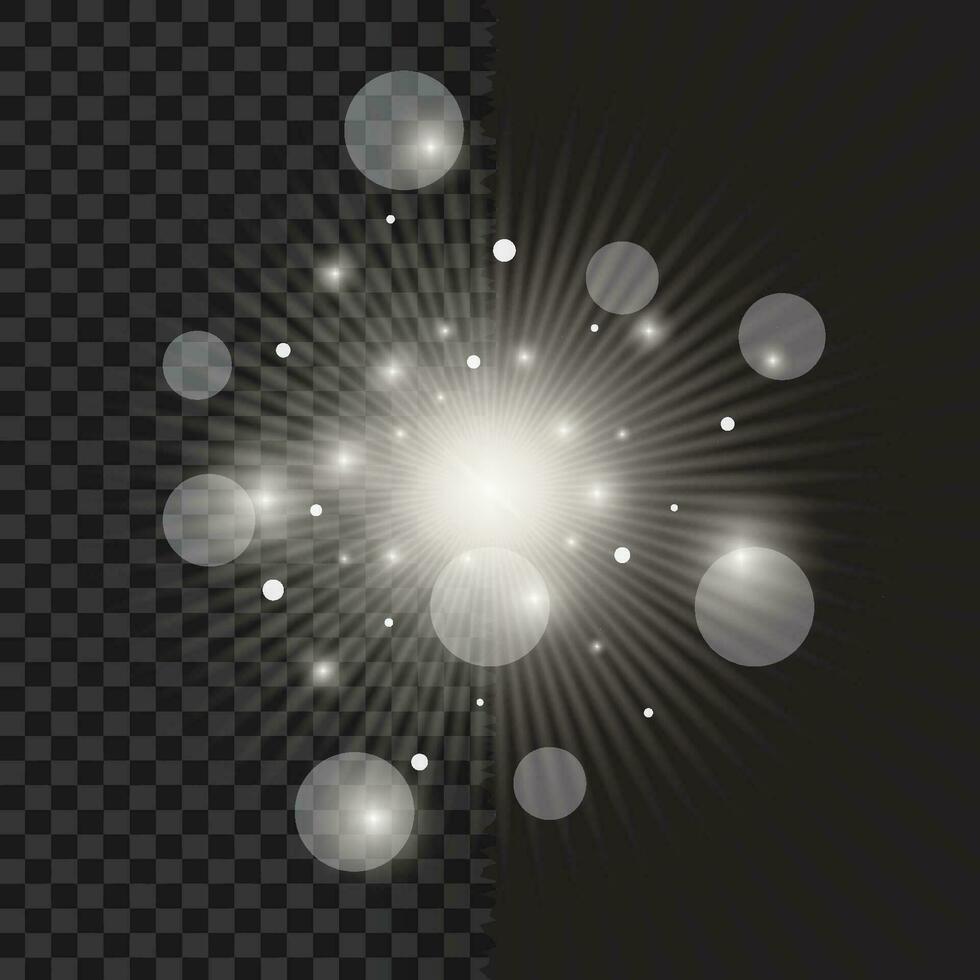 White glowing light burst explosion, flash of light, a magical glow, star rays vector image