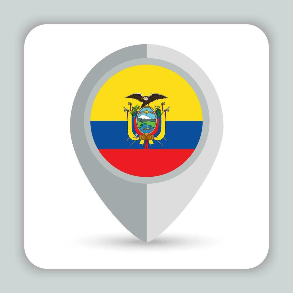 Ecuador bandera alfiler mapa icono vector