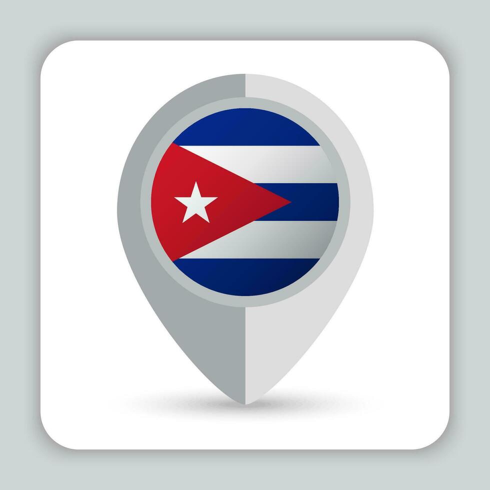 Cuba Flag Pin Map Icon vector