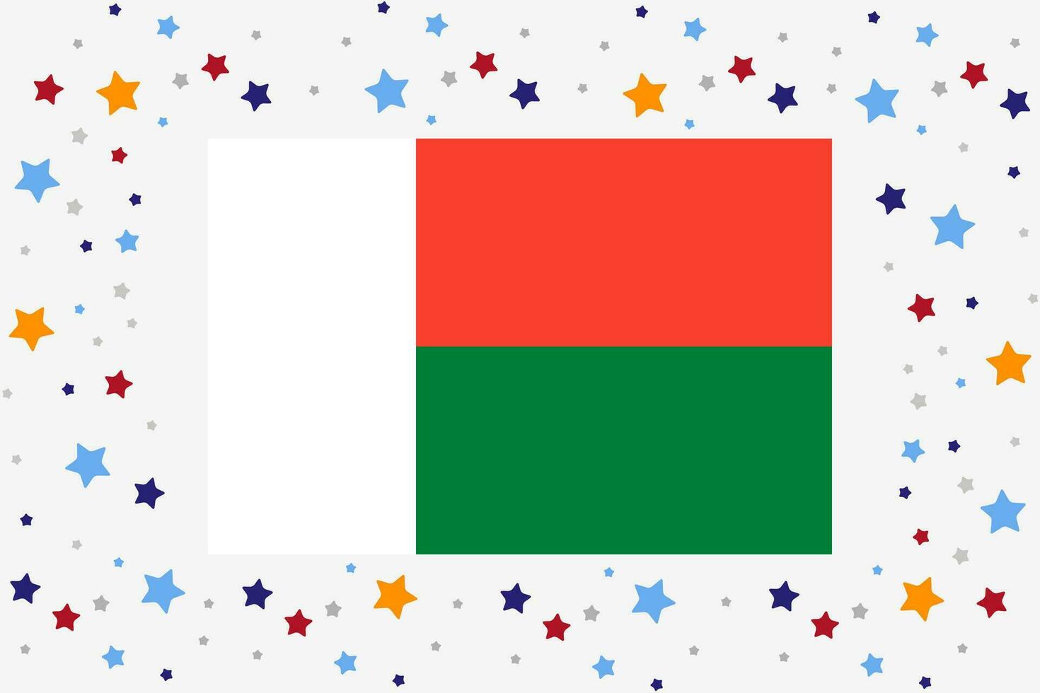 Madagascar bandera independencia día celebracion con estrellas vector