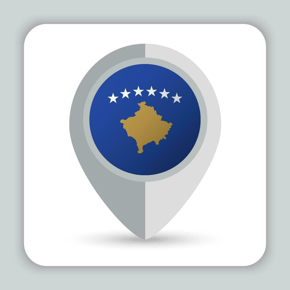Kosovo Flag Pin Map Icon vector