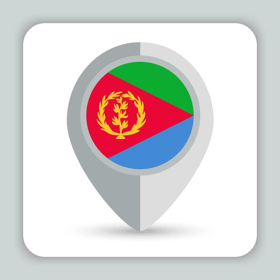 eritrea bandera alfiler mapa icono vector