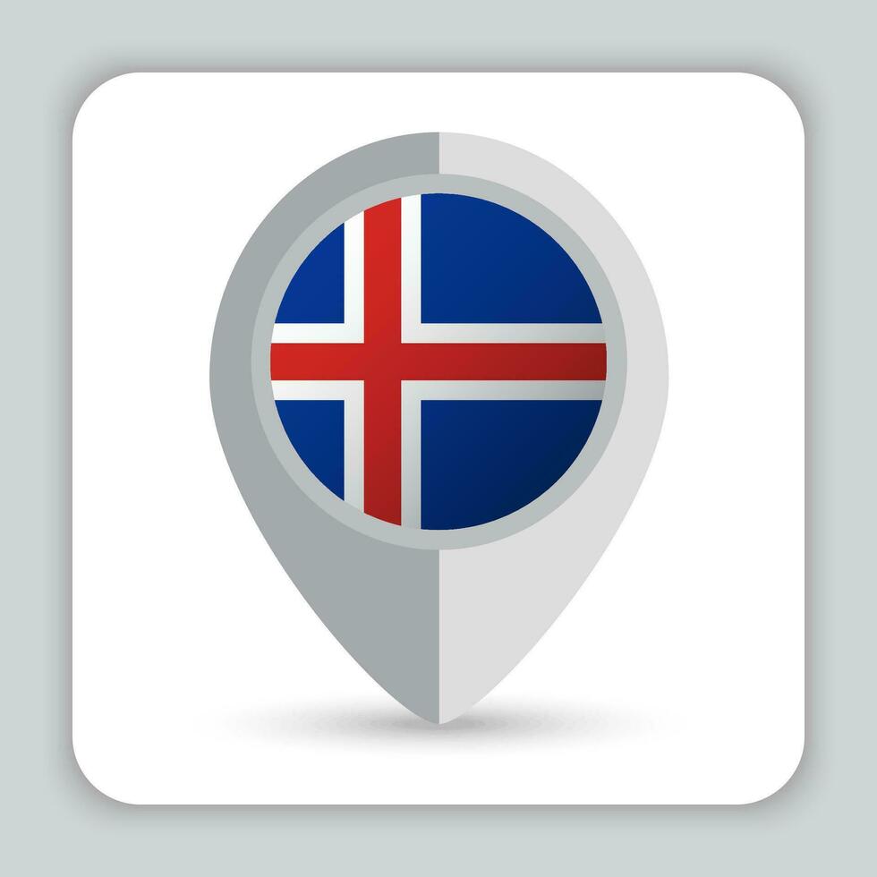 Islandia bandera alfiler mapa icono vector