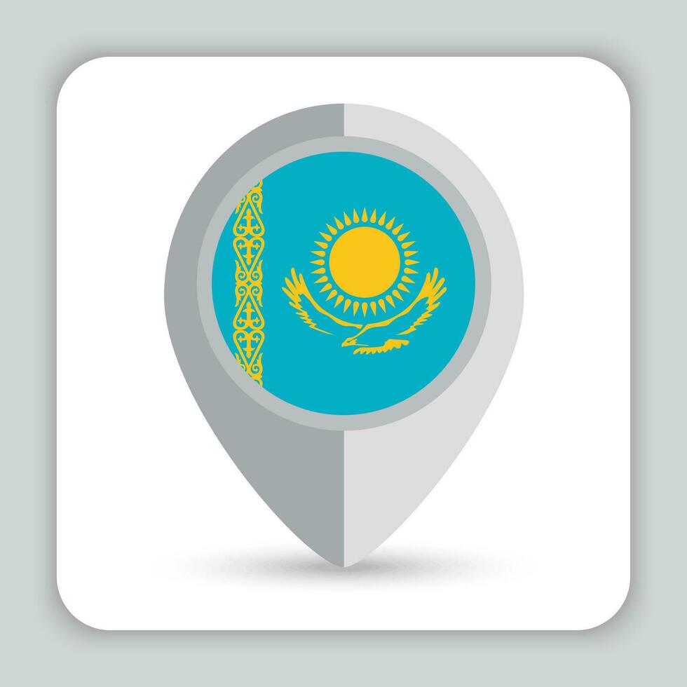 Kazajstán bandera alfiler mapa icono vector
