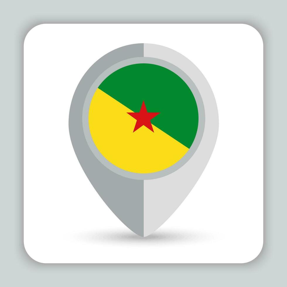 French Guiana Flag Pin Map Icon vector