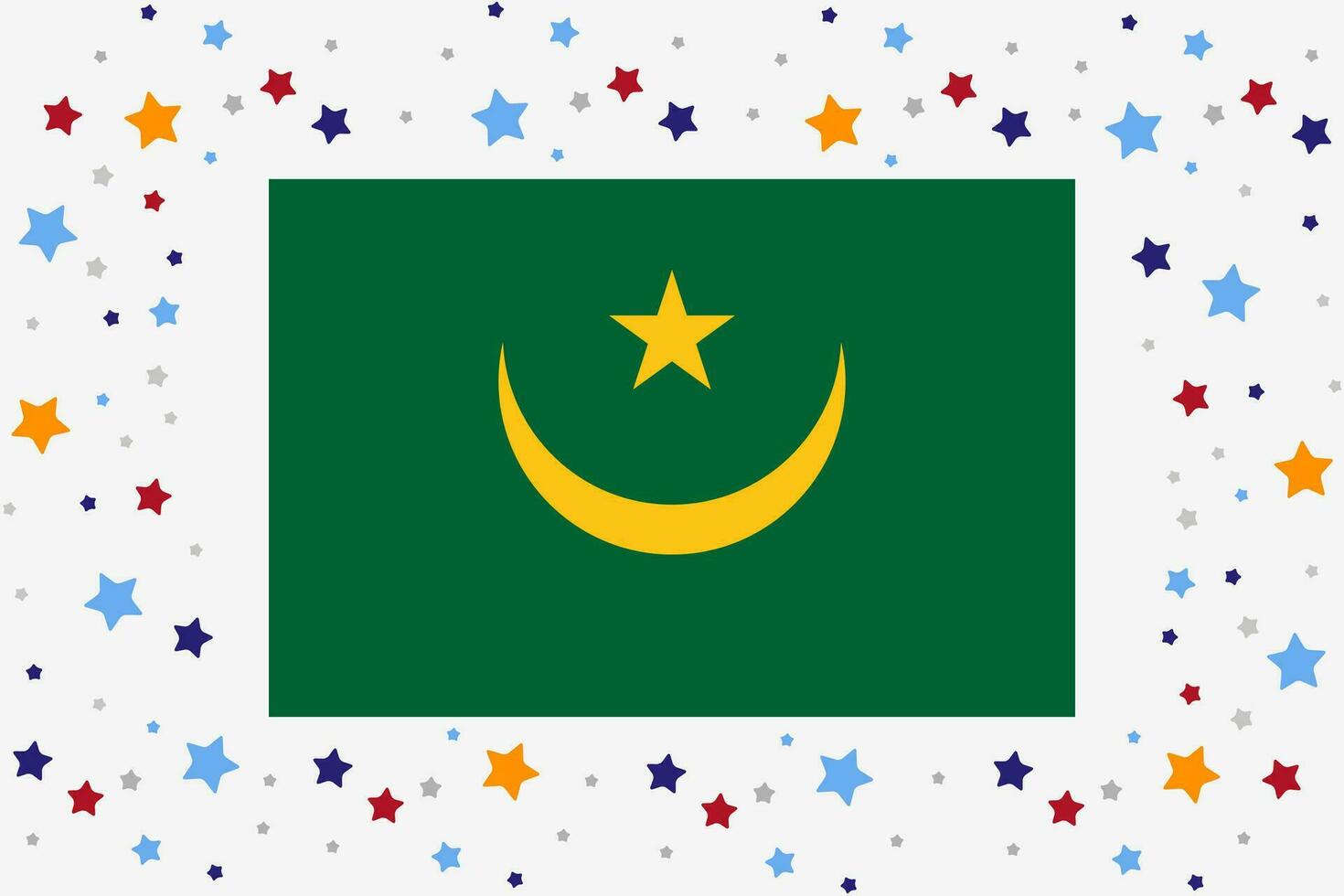 Mauritania bandera independencia día celebracion con estrellas vector