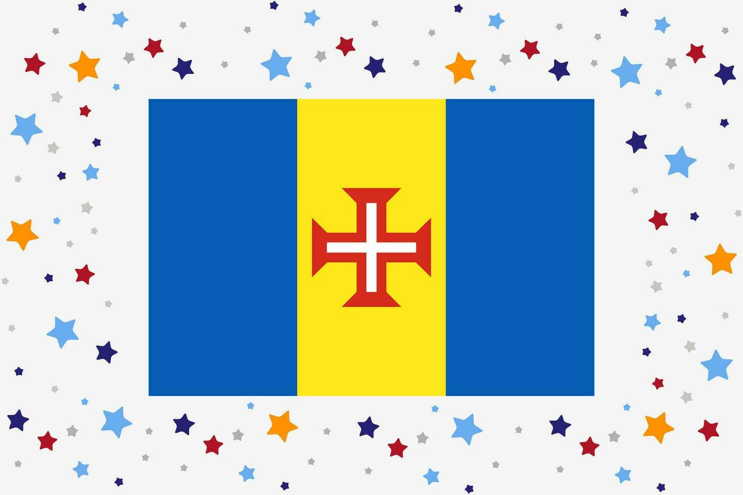 Madeira Flag Independence Day Celebration With Stars vector