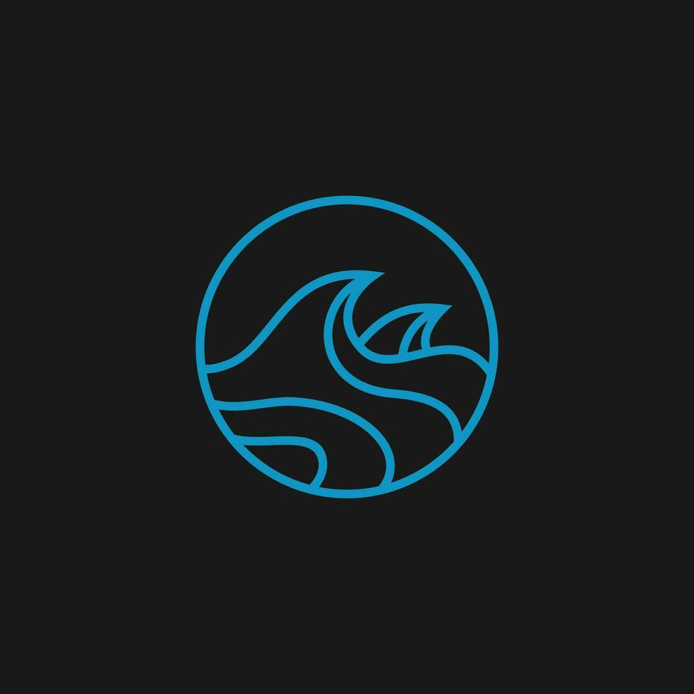 simple and modern shape of sea water wave in a circle vector