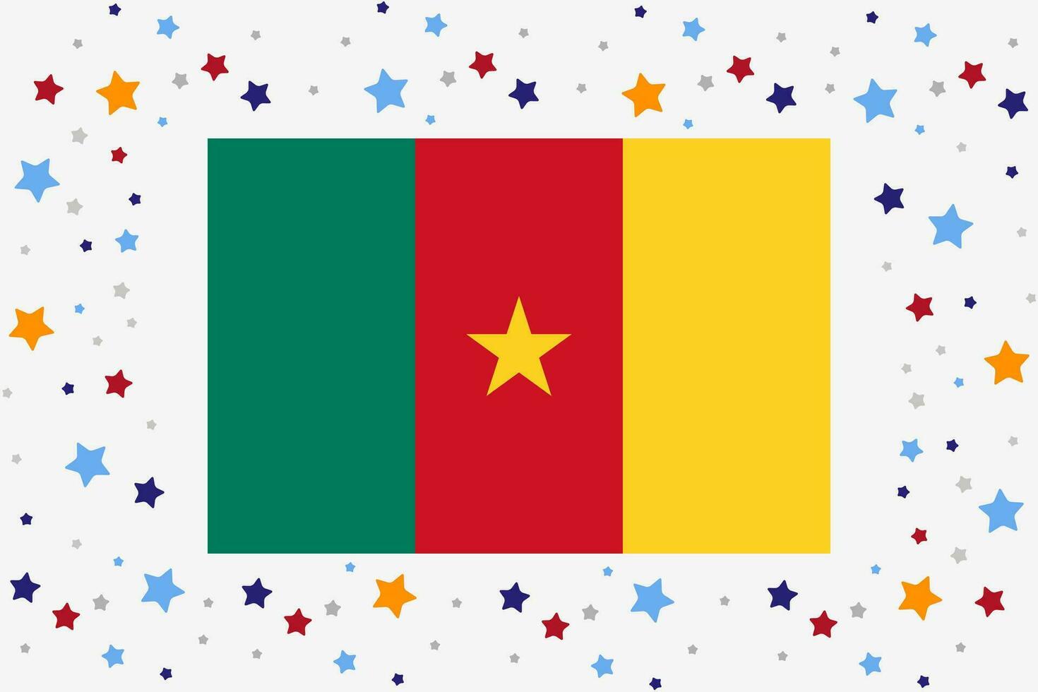 Camerún bandera independencia día celebracion con estrellas vector