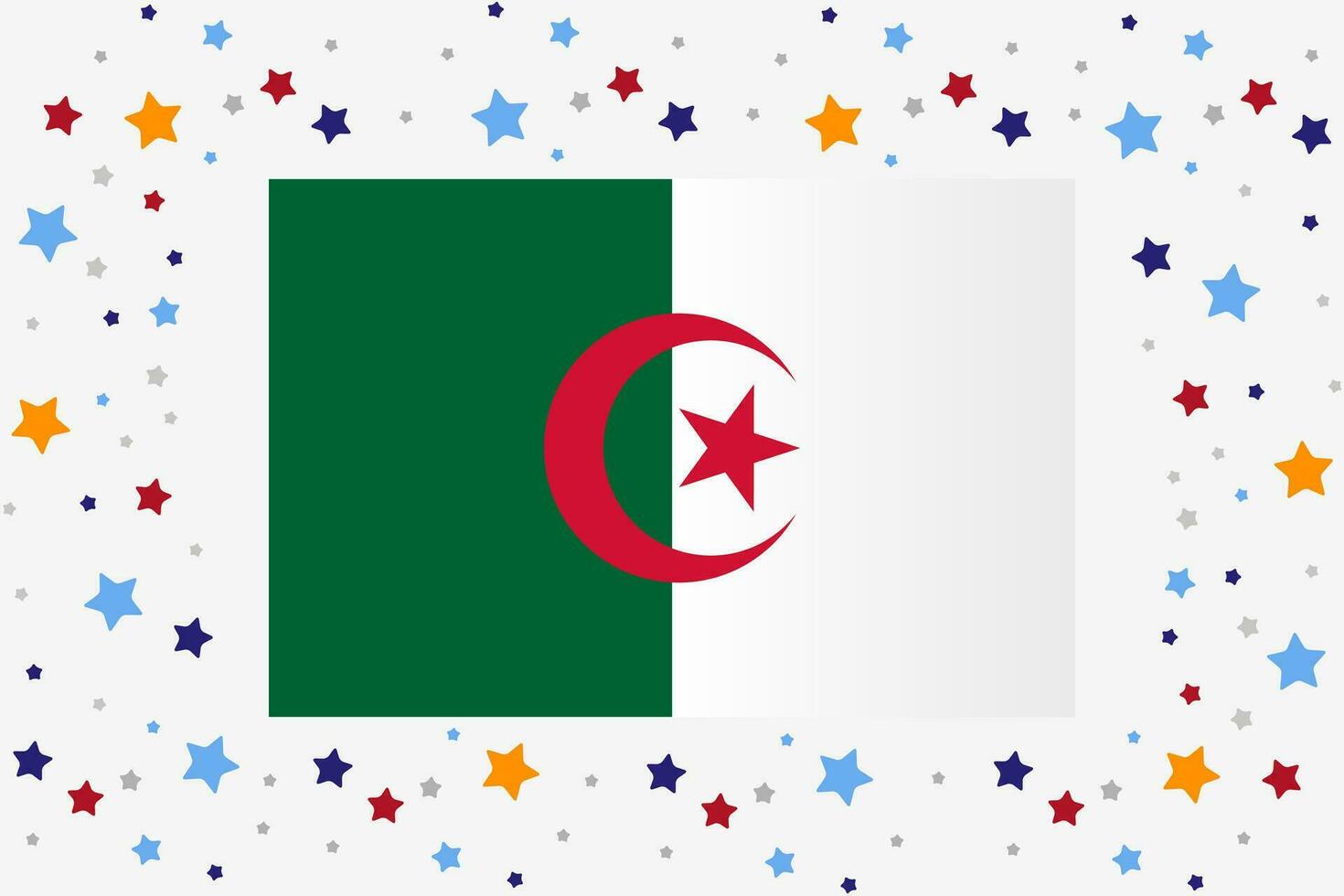 Algeria Flag Independence Day Celebration With Stars vector