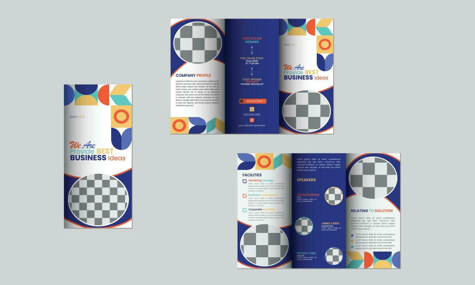 modern trifold business brochure template vector