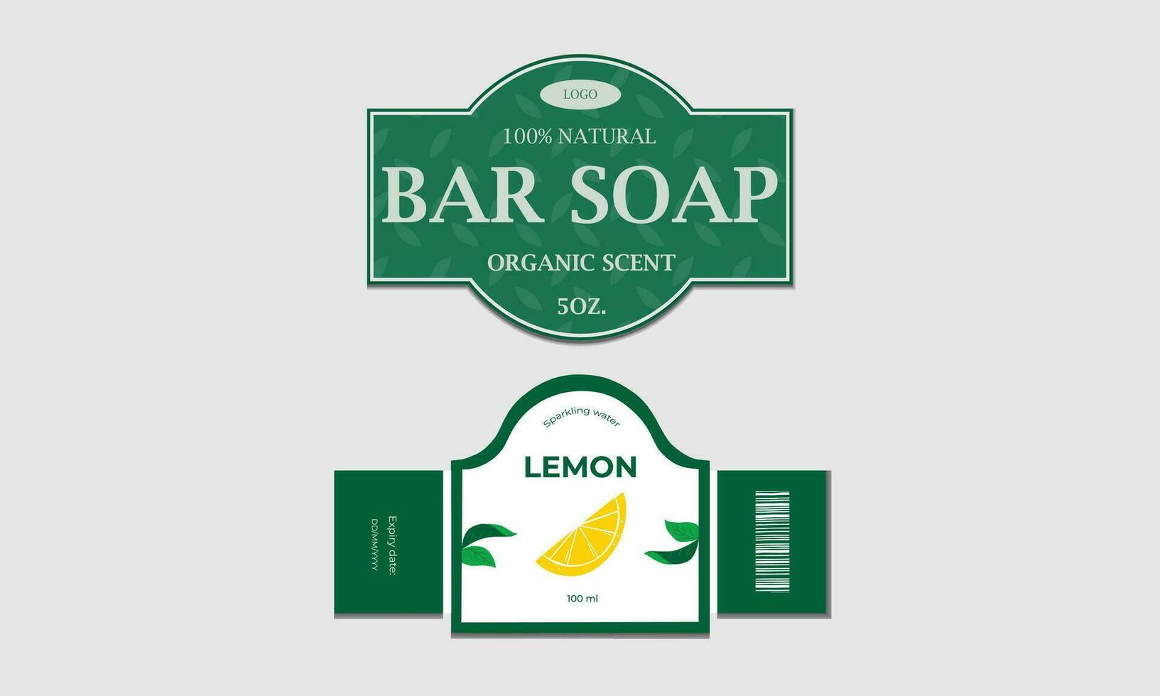 bar soap and lemon soap label set template design vector