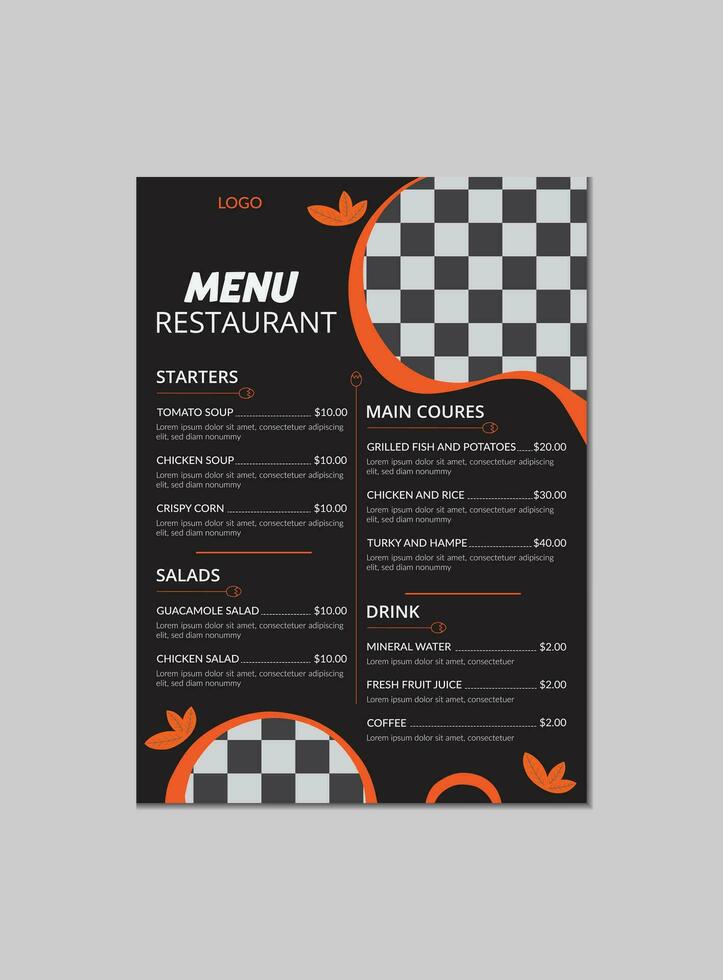 beautiful food menu design template vector