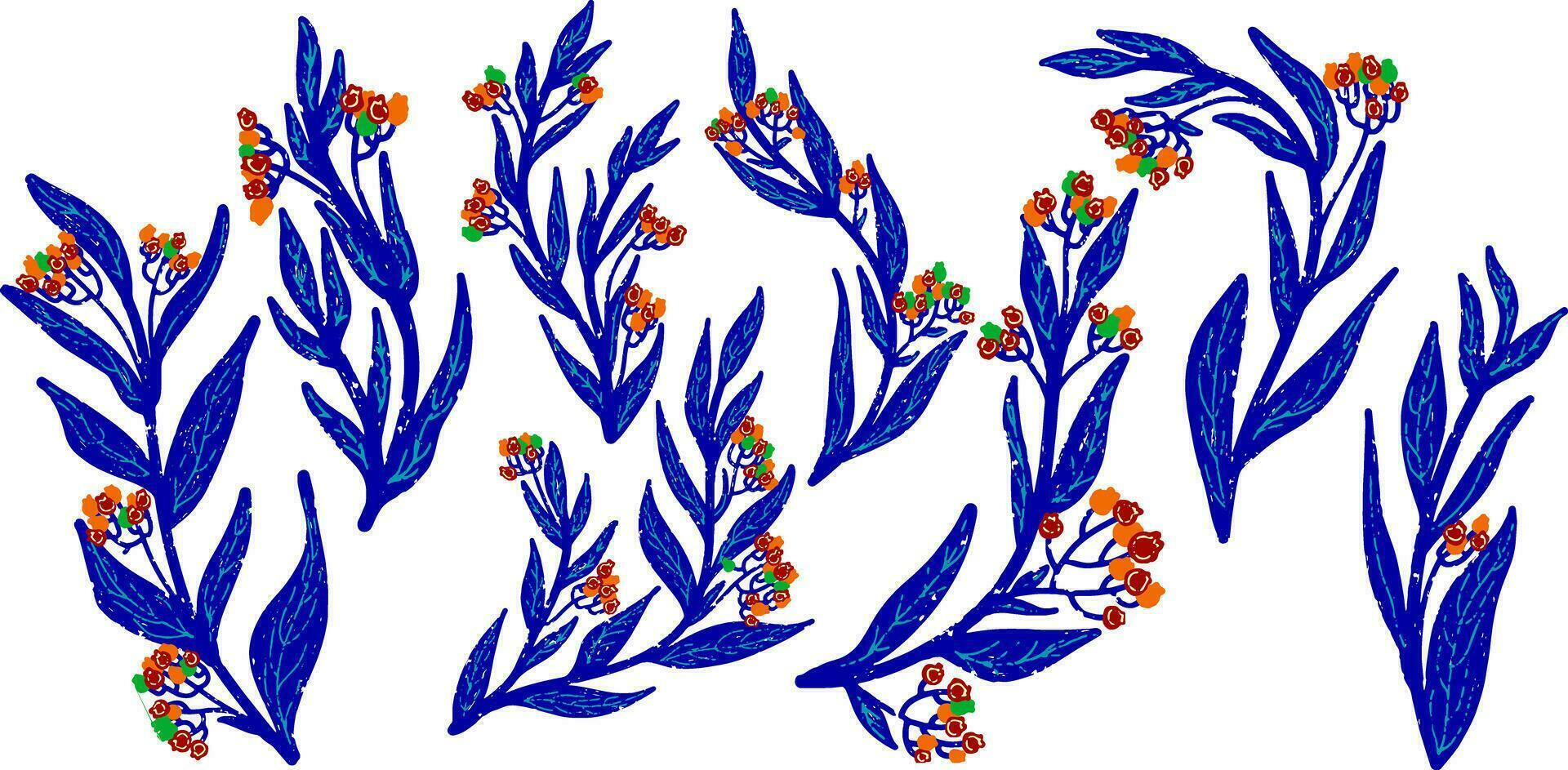 un azul y naranja flor diseño en un blanco antecedentes vector