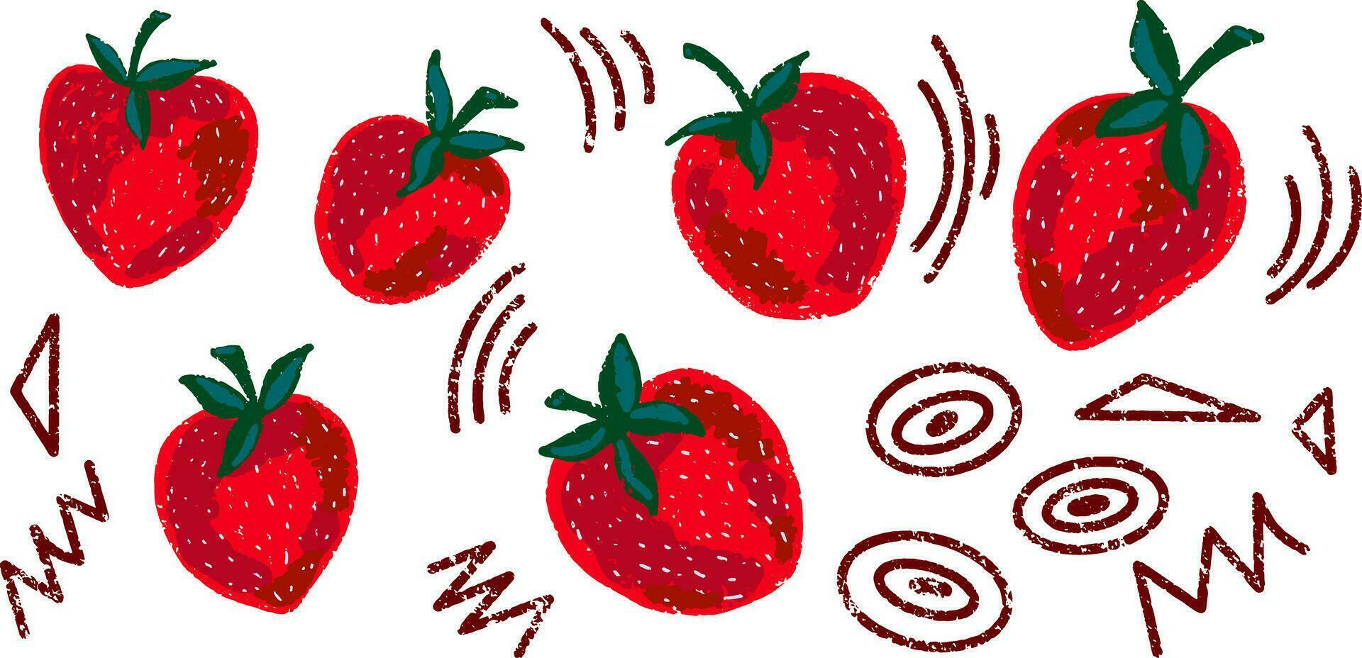 un dibujo de fresas con remolinos y círculos vector