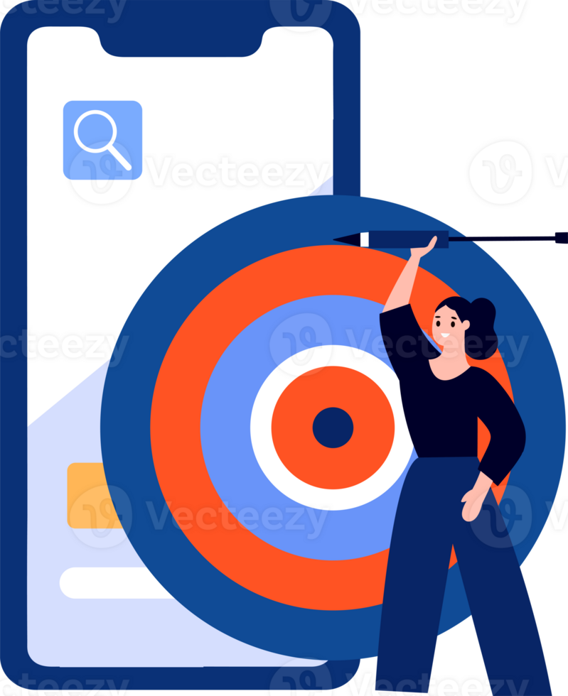Hand Drawn businessman with goals in flat style png