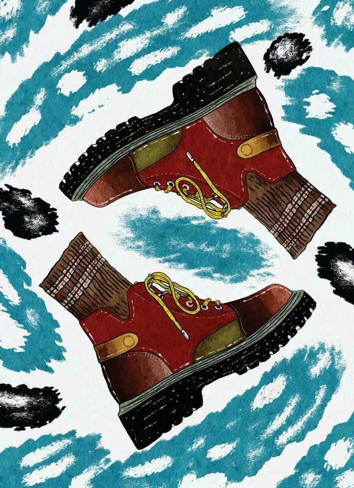 impresión Arte línea linea de trabajo Zapatos botas arco iris deporte ropa gris púrpura verde rojo negro ilustración marco zapatilla de deporte vector