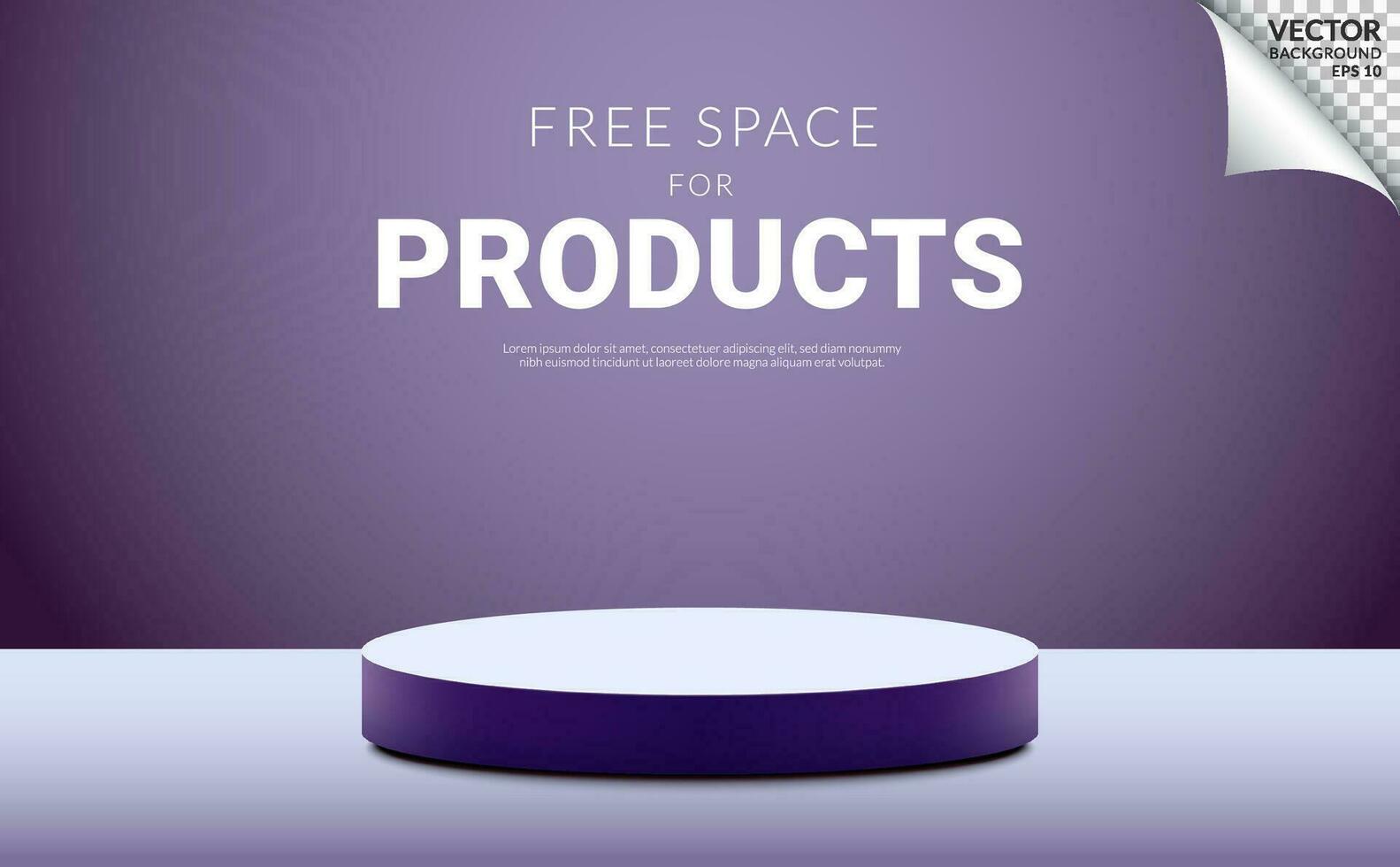púrpura podio gratis espacio para productos en púrpura antecedentes. vector ilustración