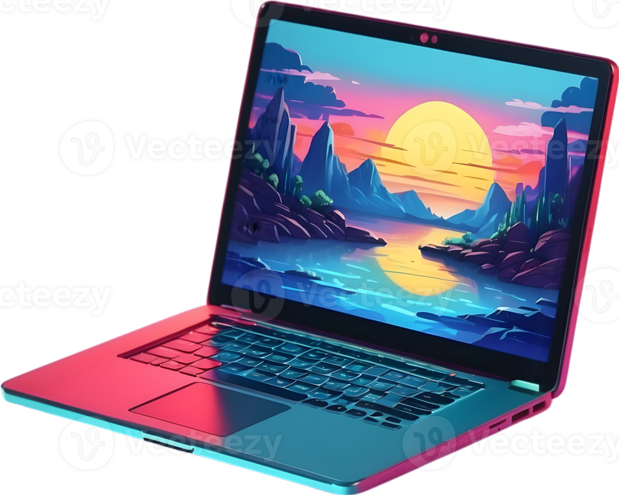 AI generated a laptop with a colorful screen ai generative png