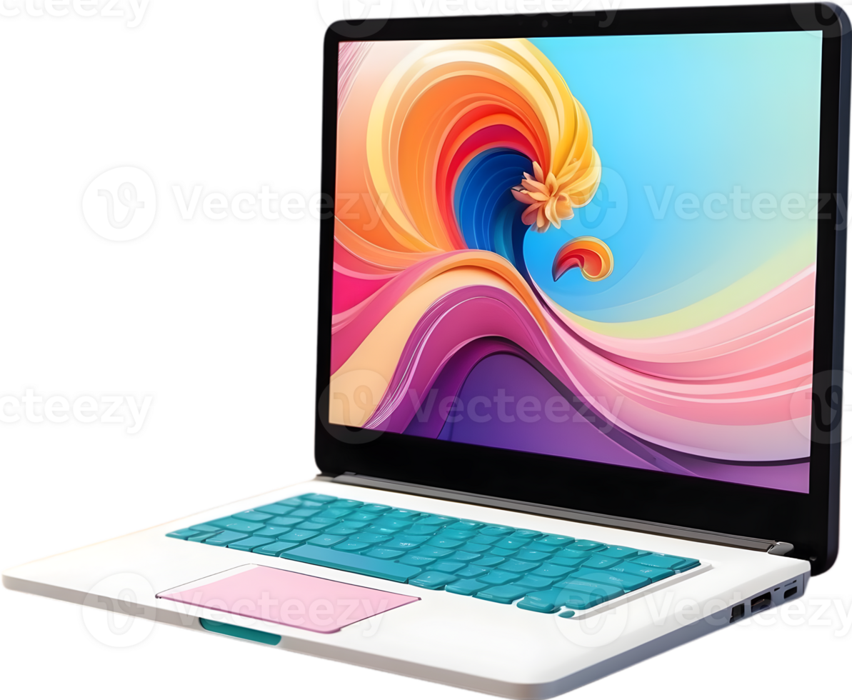 AI generated a laptop with a colorful screen ai generative png