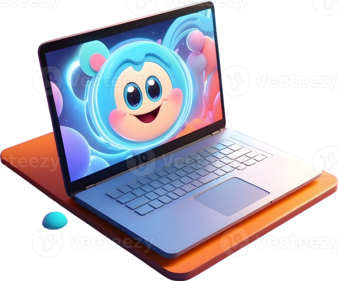 AI generated a laptop with a colorful screen ai generative png