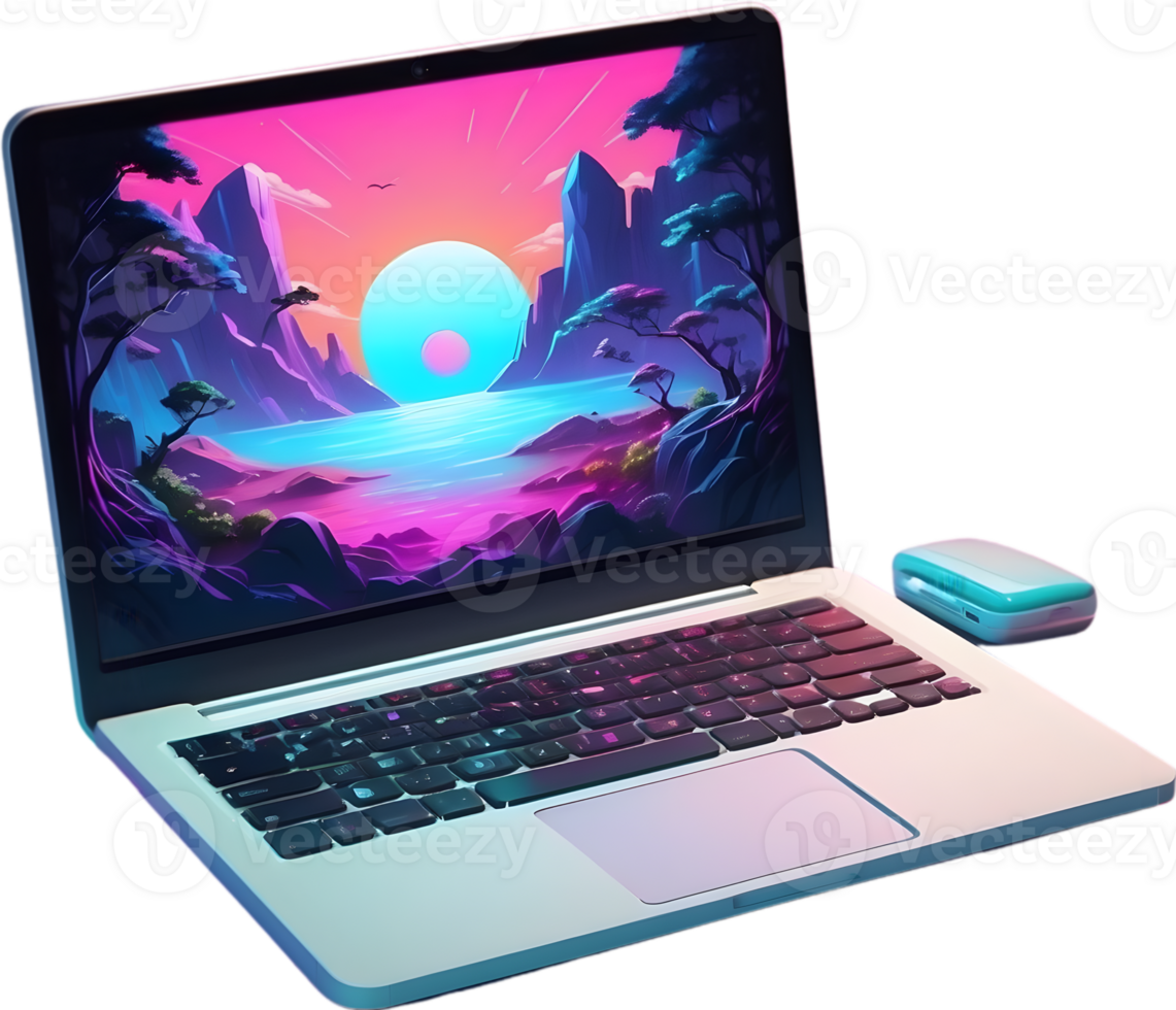 ai gerado uma computador portátil com uma colorida tela ai generativo png