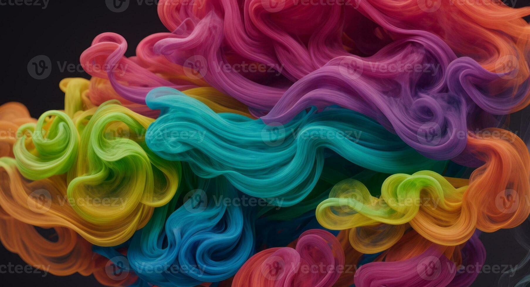 AI generated Dynamic Colorful Smoke Flow On Dark Background Wallpaper Abstract photo