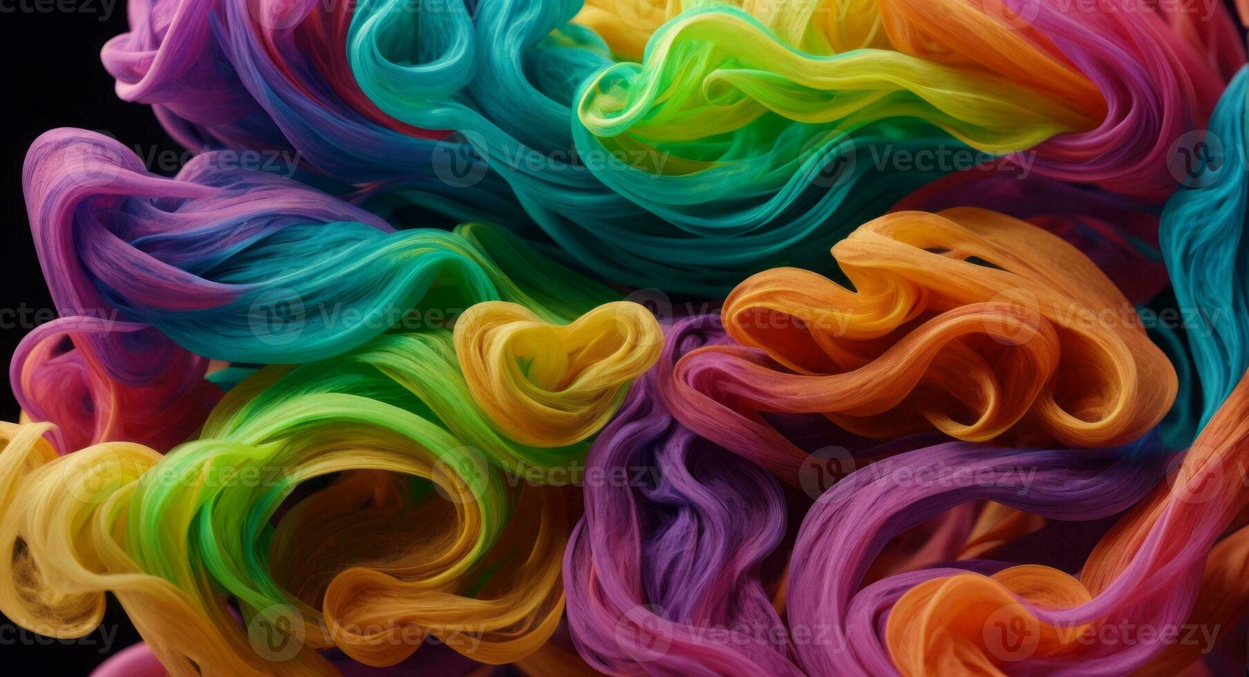 AI generated Dynamic Colorful Smoke Flow On Dark Background Wallpaper Abstract photo