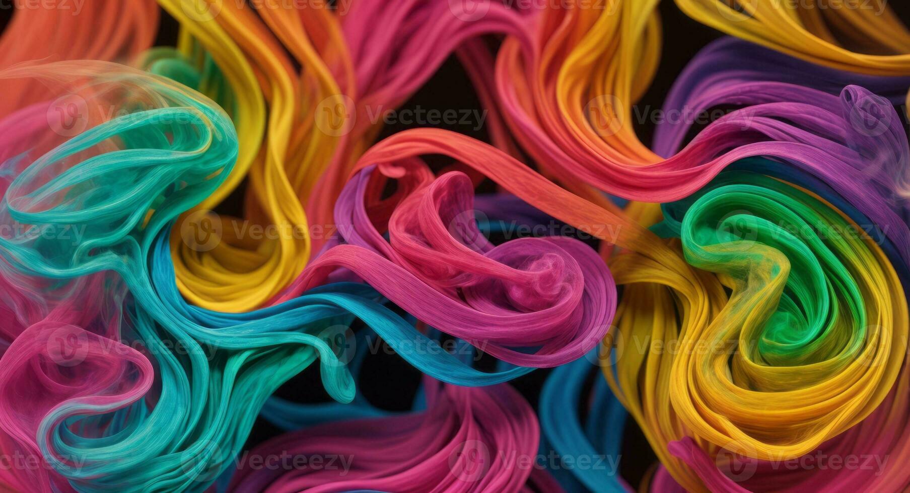 AI generated Dynamic Colorful Smoke Flow On Dark Background Wallpaper Abstract photo