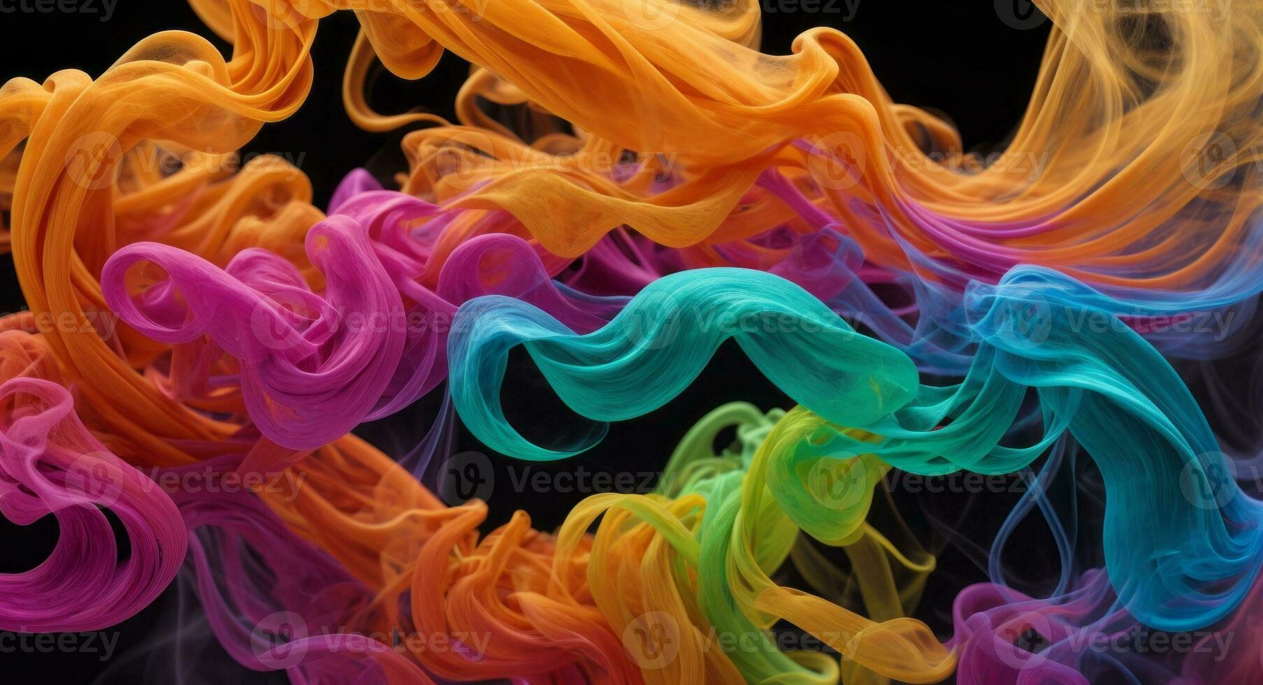 AI generated Dynamic Colorful Smoke Flow On Dark Background Wallpaper Abstract photo