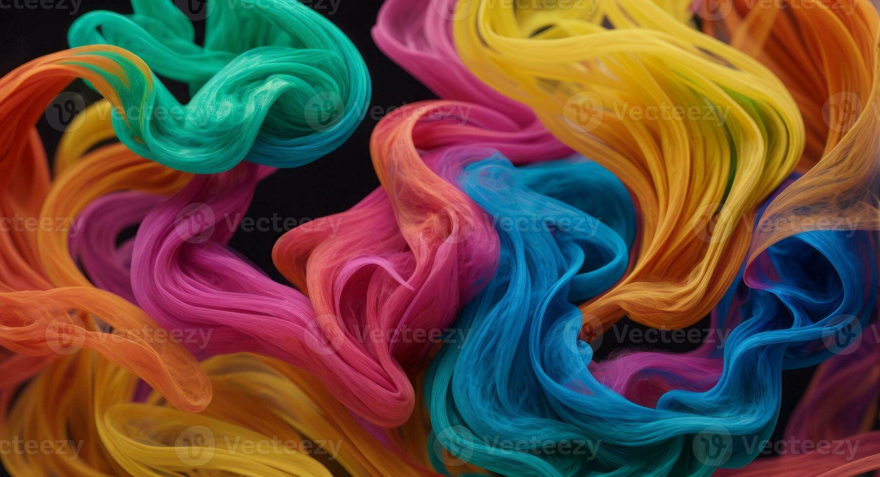AI generated Dynamic Colorful Smoke Flow On Dark Background Wallpaper Abstract photo