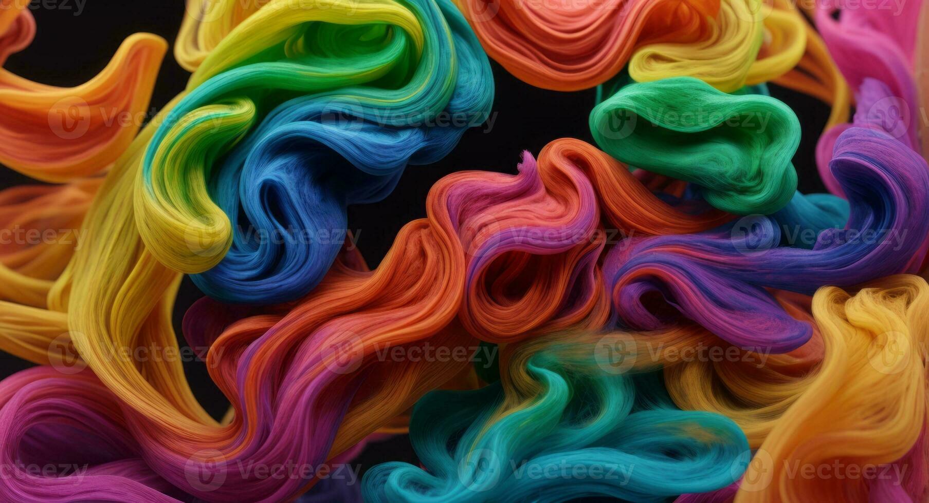 AI generated Dynamic Colorful Smoke Flow On Dark Background Wallpaper Abstract photo