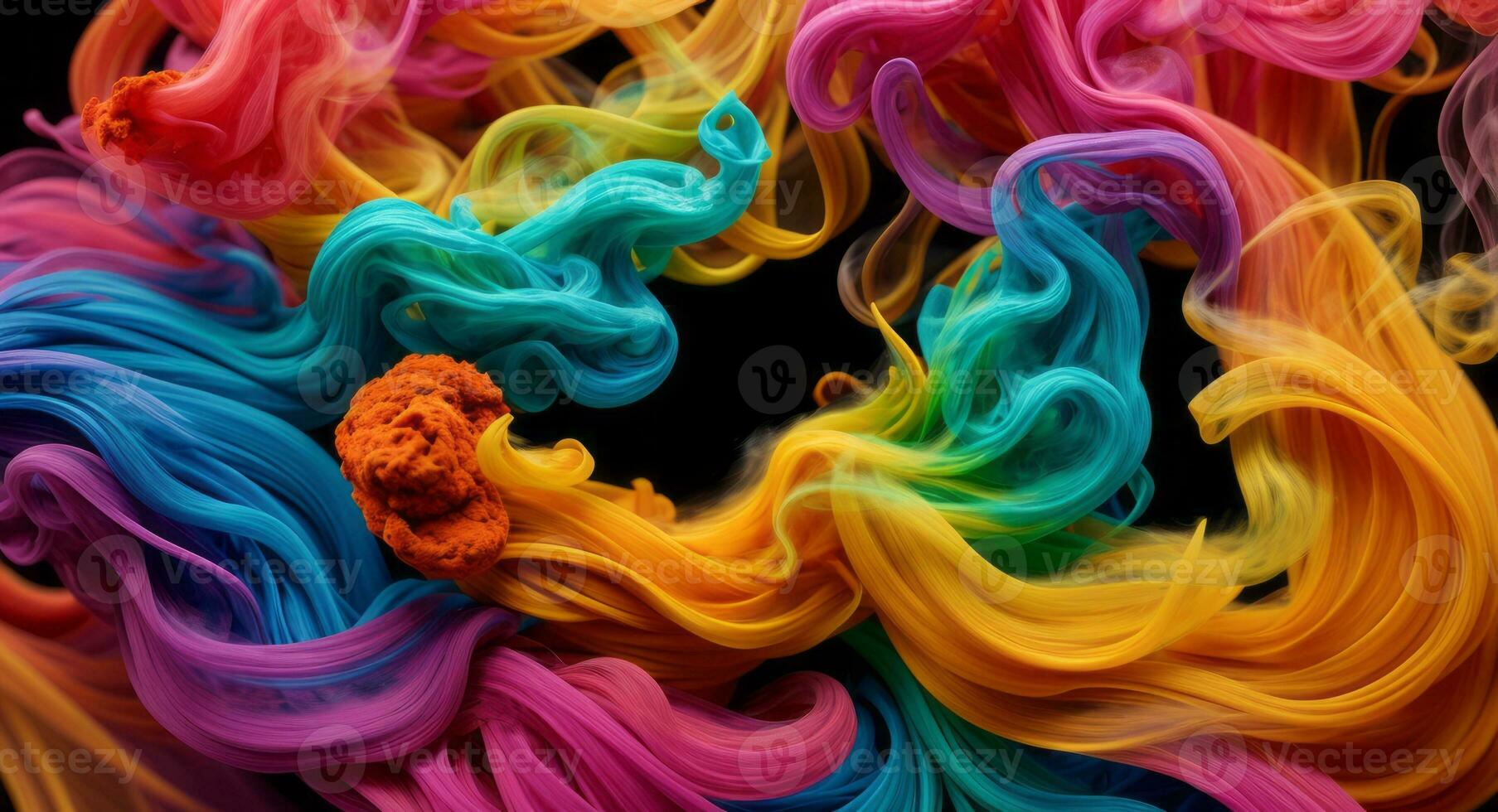 AI generated Dynamic Colorful Smoke Flow On Dark Background Wallpaper Abstract photo