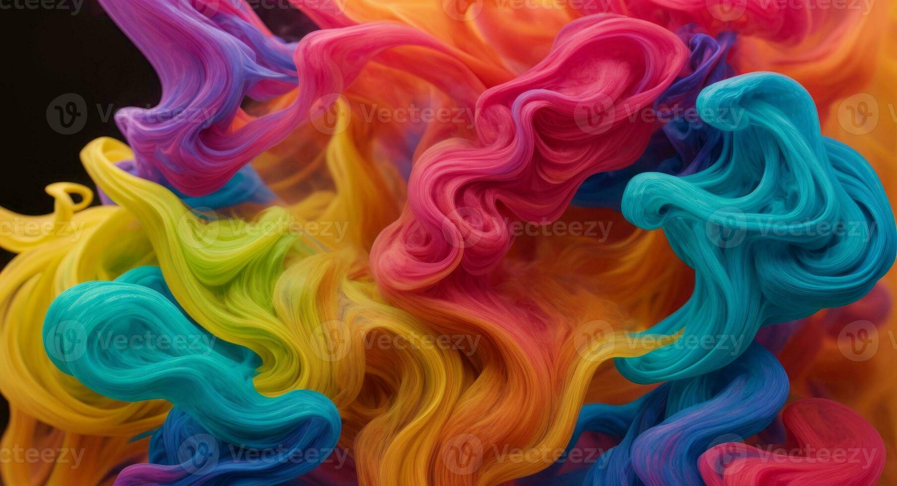 AI generated Dynamic Colorful Smoke Flow On Dark Background Wallpaper Abstract photo